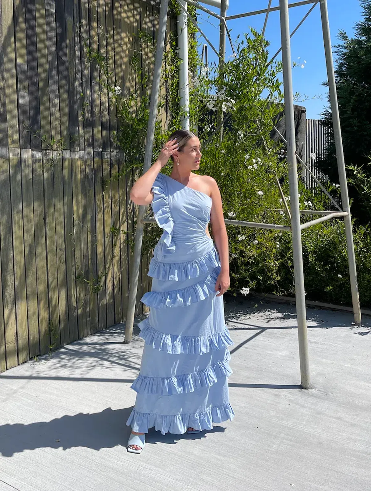 By Nicola Adrift Frill Dress Arctic Blue Size 8 - Image 3