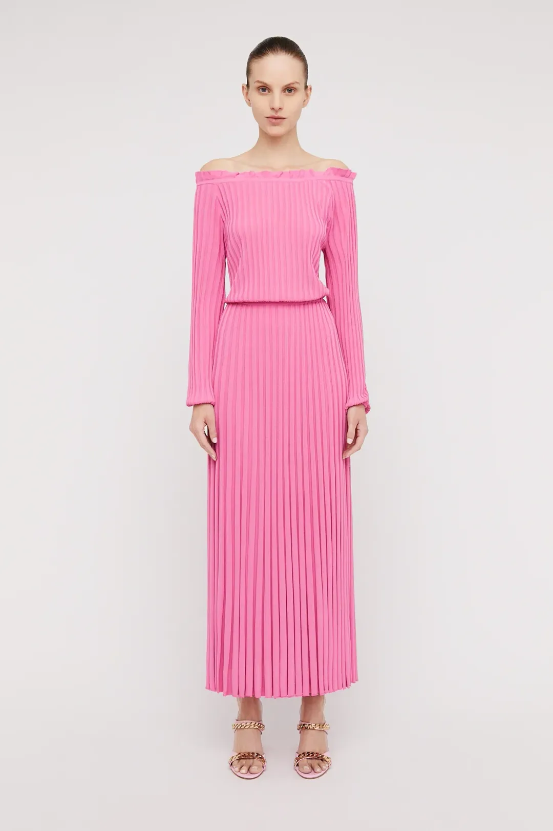 Scanlan Theodore Rib Cold Shoulder Dress Pink Size S / Au 8 for rent on The Volte - main image