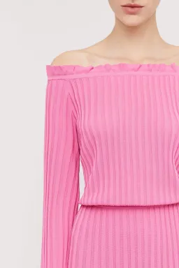 Scanlan Theodore Rib Cold Shoulder Dress Pink Size S / Au 8 for rent on The Volte - image 2