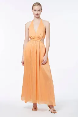 Manning Cartell Lyrical Colours Halter Maxi Dress in Mango Sorbet Size 6 for rent on The Volte - image 1