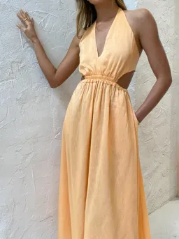 Manning Cartell Lyrical Colours Halter Maxi Dress in Mango Sorbet Size 6 for rent on The Volte - image 7