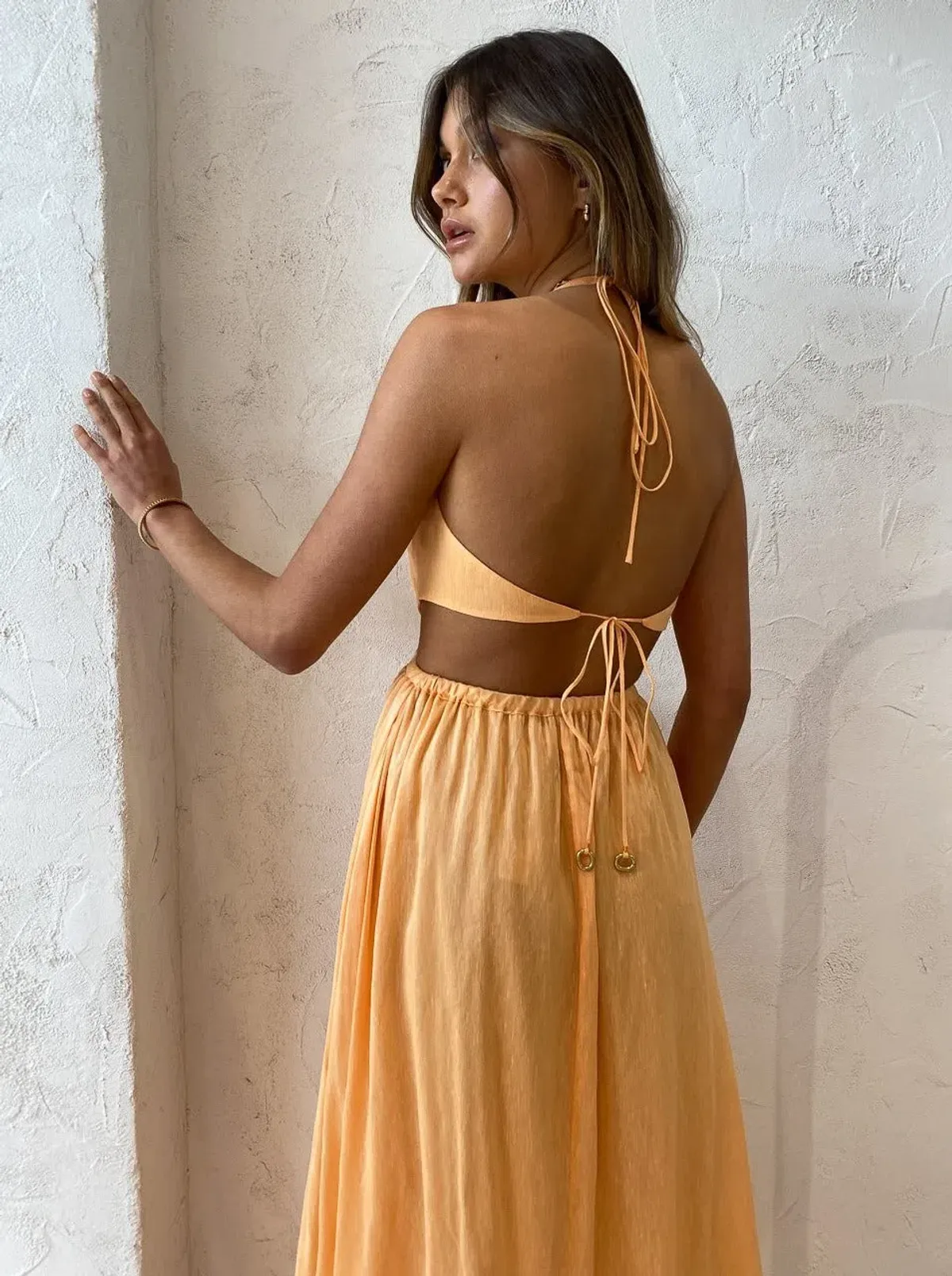 Manning Cartell Lyrical Colours Halter Maxi Dress in Mango Sorbet Size 6 - Image 4