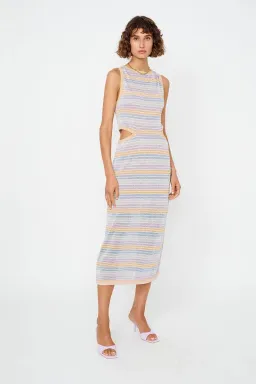 Suboo Elise High Neck Cutout Dress in Lilac Stripe Size XS / AU 10 for rent on The Volte - image 1