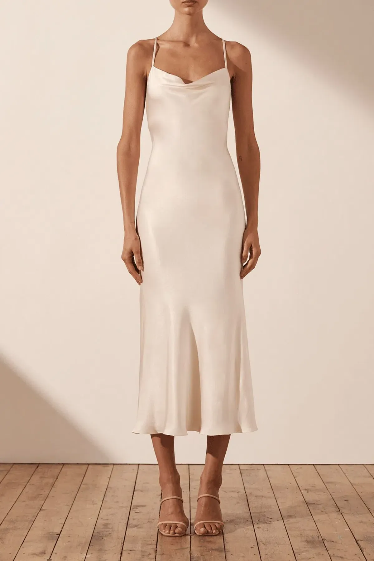 Shona Joy La Lune Backless Bias Midi Dress Cream Size 8 - Image 1