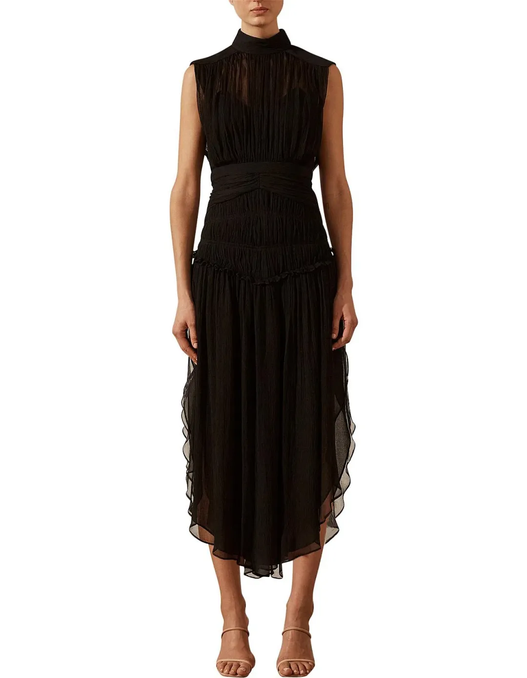 Shona Joy Safira Sleeveless Open Back Midi Dress Black Size 12 for rent on The Volte - main image