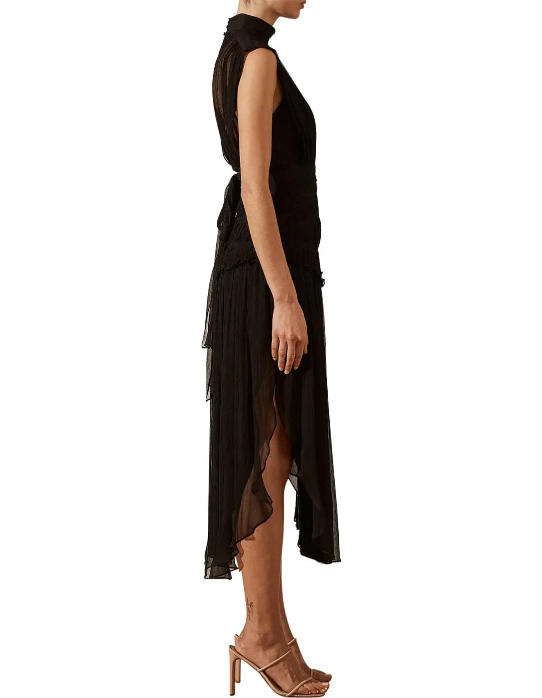 Shona Joy Safira Sleeveless Open Back Midi Dress Black Size 12 for rent on The Volte - main image