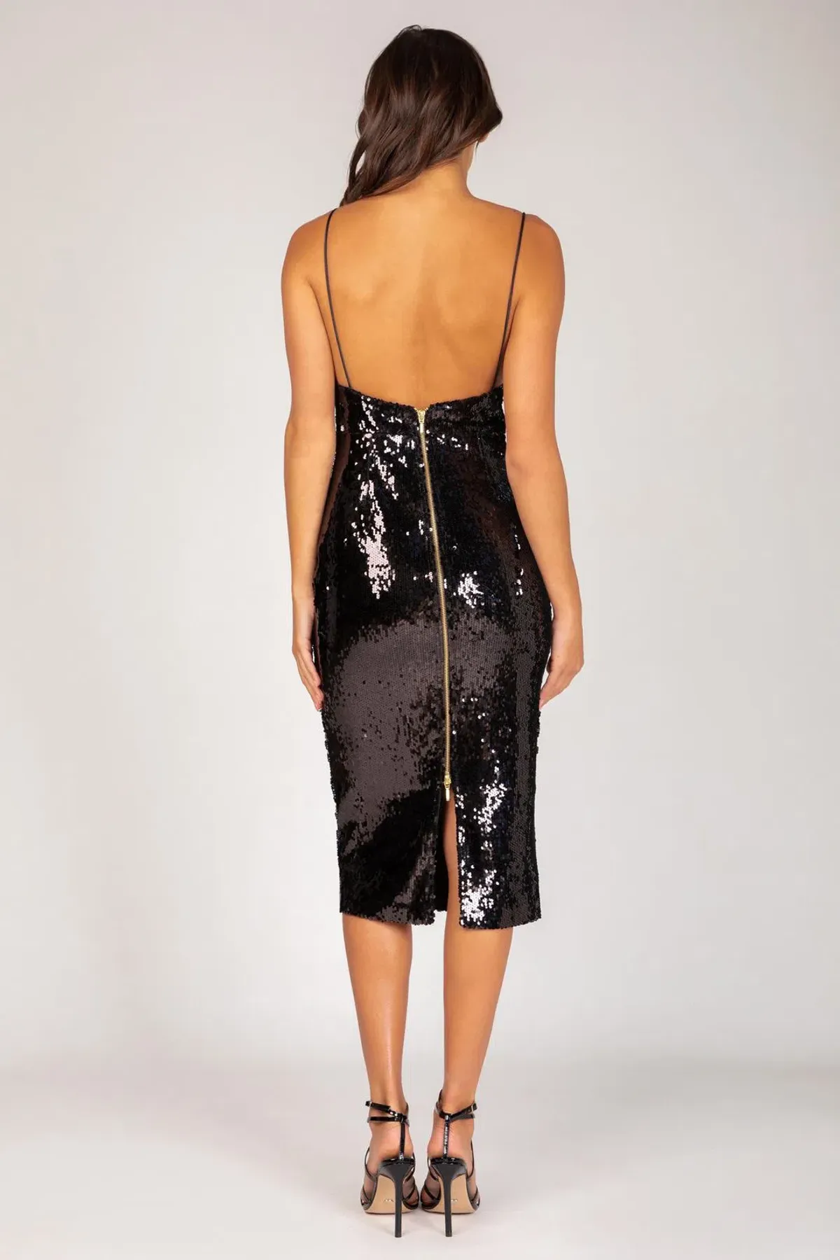 Bianca and Bridgett Leah Midi Dress Black Sequin Size 8 - Image 4