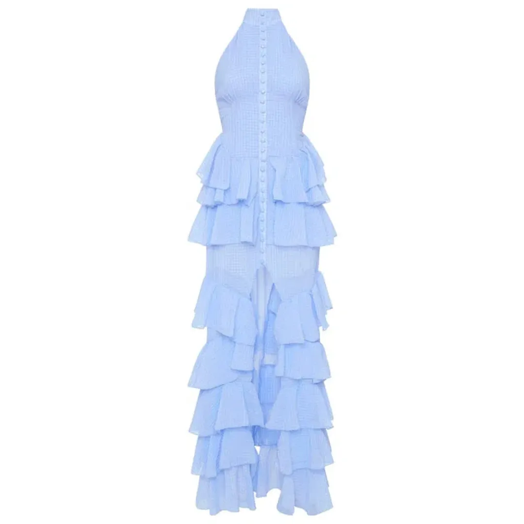 Derma Department Oscar Pale Blue Maxi Dress Size 8 for rent on The Volte - main image