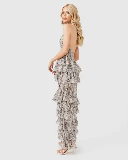 Derma Department Oscar Pale Snakeskin Maxi Dress Print Size 8 for rent on The Volte - image 4