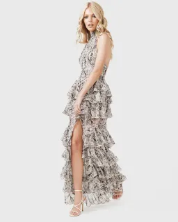 Derma Department Oscar Pale Snakeskin Maxi Dress Print Size 8 for rent on The Volte - image 3