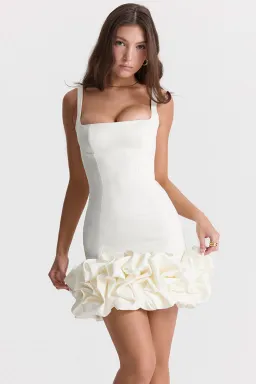 House Of CB Lilou Ivory Ruffle Hem Dress Size M / Au 10 for rent on The Volte - image 3