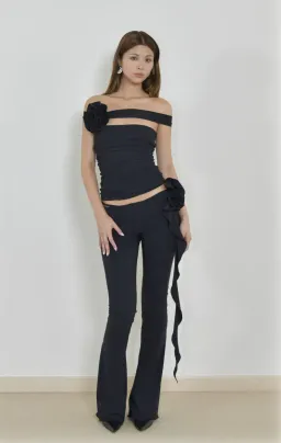 Fanci Club The Rose Tube Top and The Gun Pants Set Black Size S/AU 8 for rent on The Volte - image 1