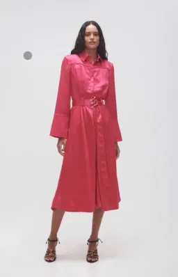 Aje Echo Belted Midi Shirt Dress Hot Pink Size 4 / XXS for rent on The Volte - image 2