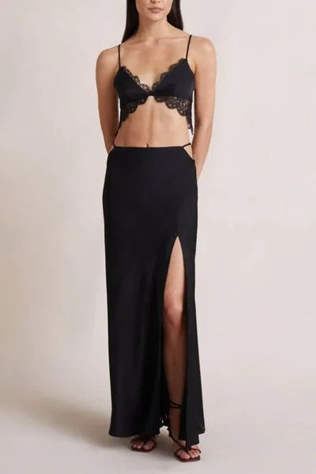 Bec & Bridge Camille Top & Skirt Set Black Size 14 for rent on The Volte - main image