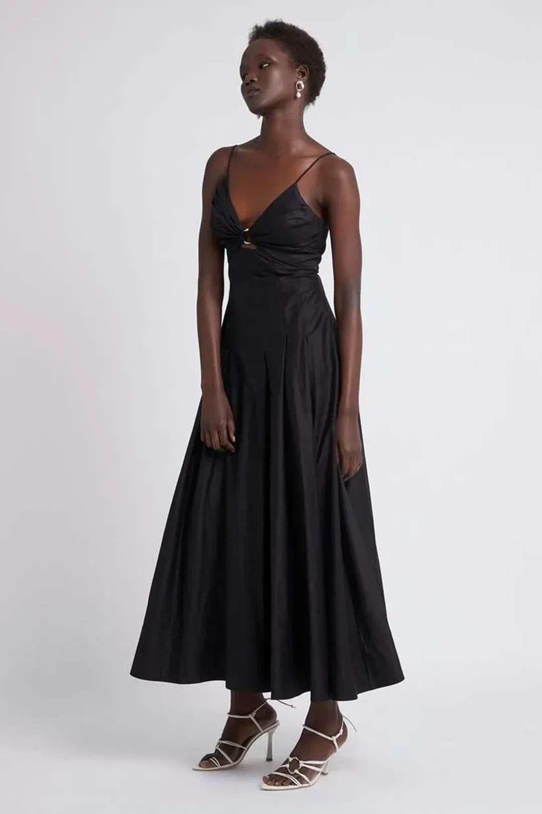Aje Solstice Strappy Ring Midi Dress Black Size 8 for rent on The Volte - main image