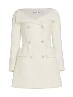 Self-portrait Double-breasted Bouclé Mini Dress Cream Size 10 for rent on The Volte - image 4