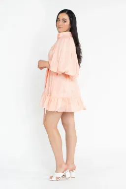 Aje Textural Puff Sleeve Mini Dress Peach Size AU 12 for rent on The Volte - image 3