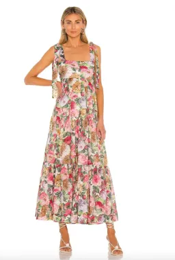 Zimmermann Mae Tie Shoulder Dress Rose Floral Size 2 / AU 12 for rent on The Volte - image 1