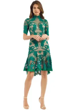 Thurley Babylon Lace Dress Green Size AU 12 for rent on The Volte - image 1