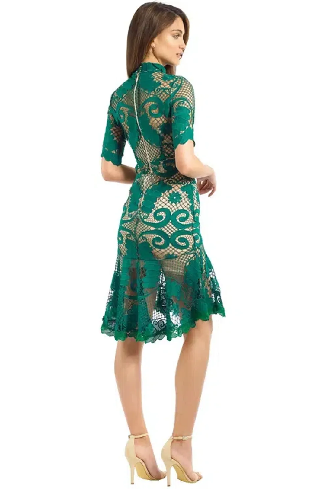 Thurley Babylon Lace Dress Green Size AU 12 for rent on The Volte - main image