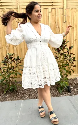 Zimmermann Devi Spliced Billow Mini Dress Ivory Size 3 / Au 14 for rent on The Volte - image 2