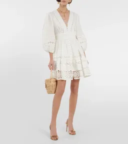 Zimmermann Devi Spliced Billow Mini Dress Ivory Size 3 / Au 14 for rent on The Volte - image 1