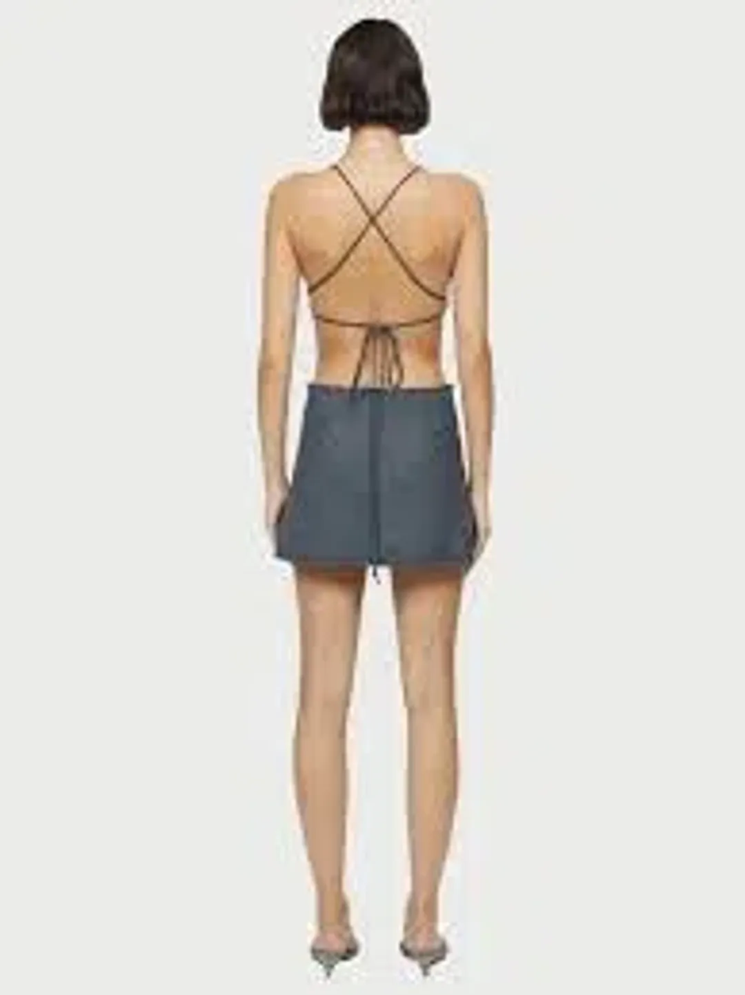 Bec & Bridge Heidi Apron Mini Dress Charcoal Size 8 for rent on The Volte - main image