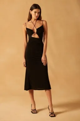 Misha Estera Slinky Jersey Midi Dress Black Size 8 for rent on The Volte - image 1