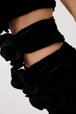 Magda Butrym Strapless Velvet Bandage Rosette Mini Dress Black Size 8 for rent on The Volte - image 4