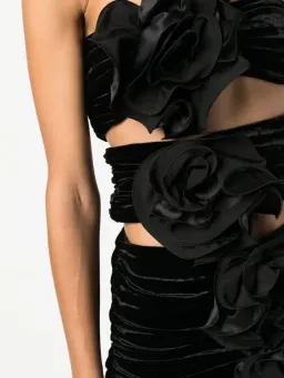 Magda Butrym Strapless Velvet Bandage Rosette Mini Dress Black Size 8 for rent on The Volte - image 5