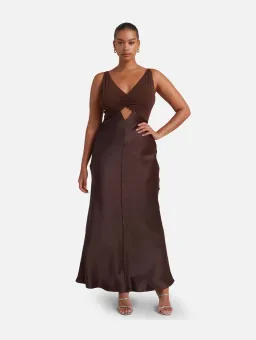 Bec & Bridge Julieta V Maxi Dress Brown Size 8 for rent on The Volte - image 1