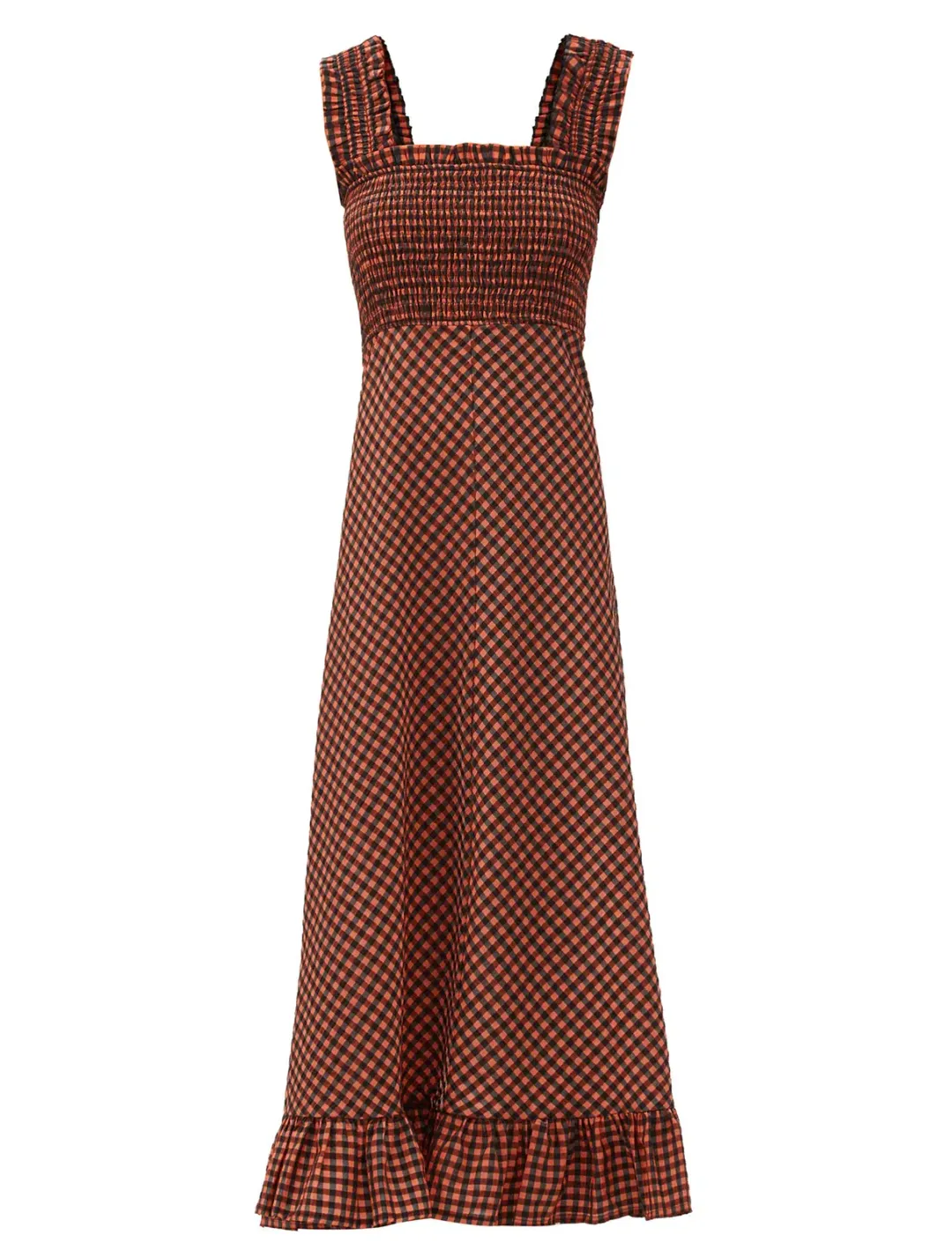 Ganni Seersucker Check Maxi Dress Print Size 6 for rent on The Volte - main image