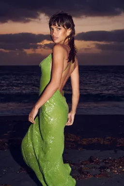 Rat and Boa Gaia Dress Green Sequin Size XXS/AU 6 for rent on The Volte - image 3