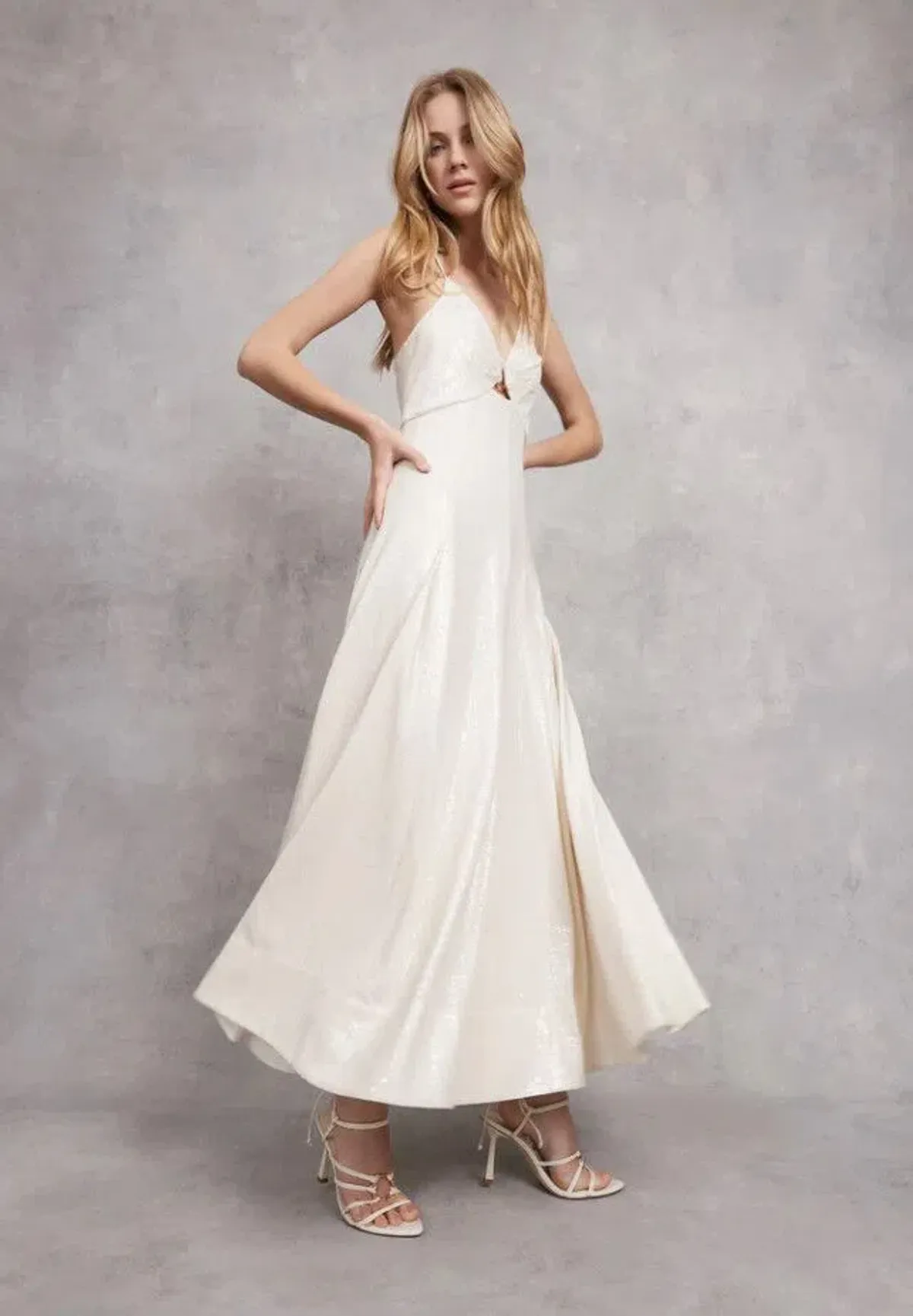 Aje Idyllic Strappy Sequin Dress White Size 6 - Image 1