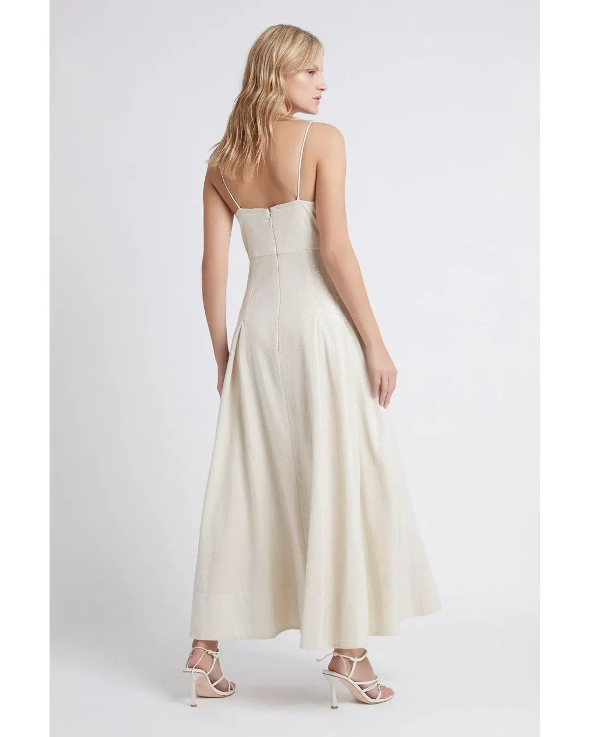 Aje Idyllic Strappy Sequin Dress White Size 6 - Image 3