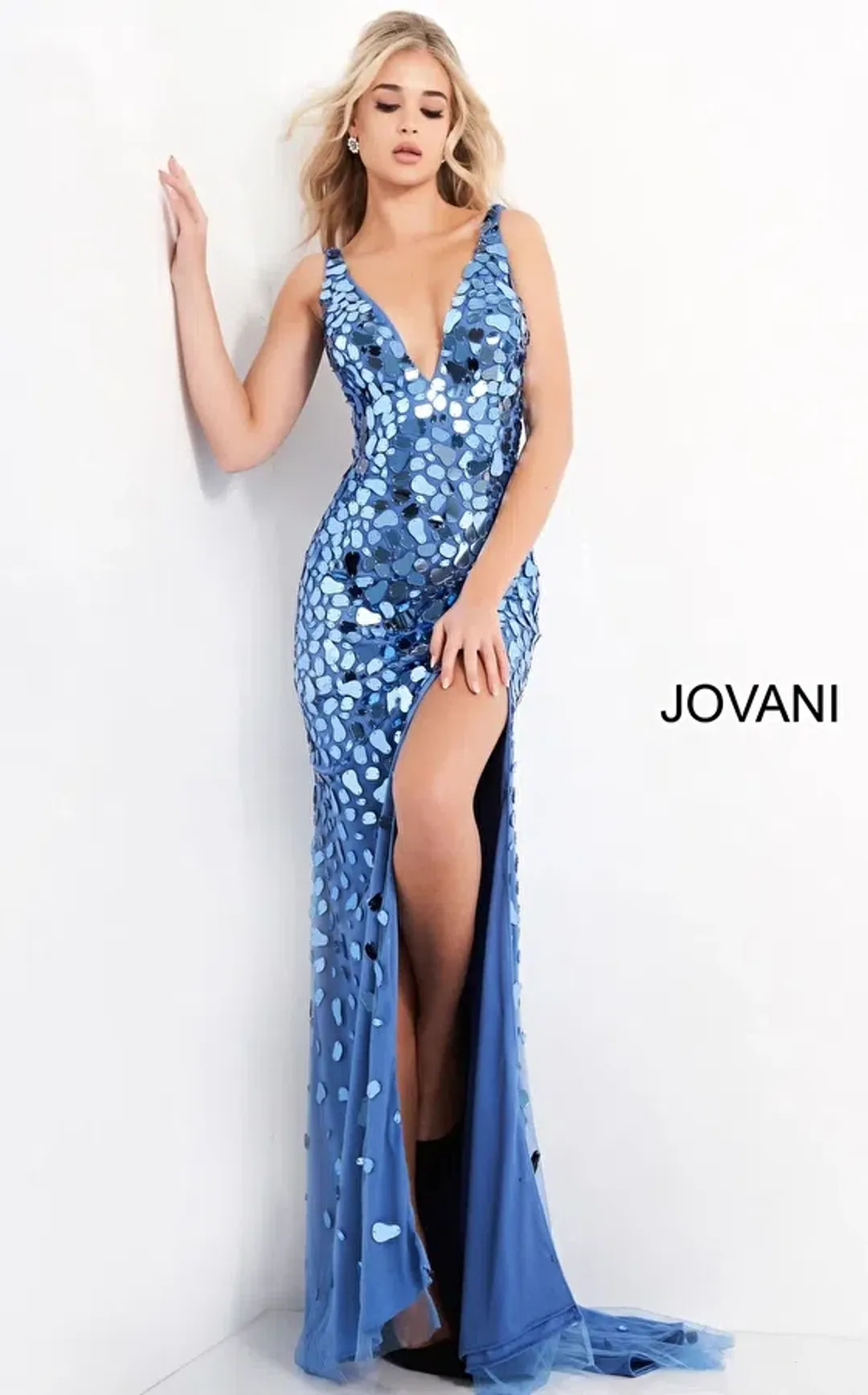 Jovani V Neck Embellished Sexy Dress 02479 for rent on The Volte - main image