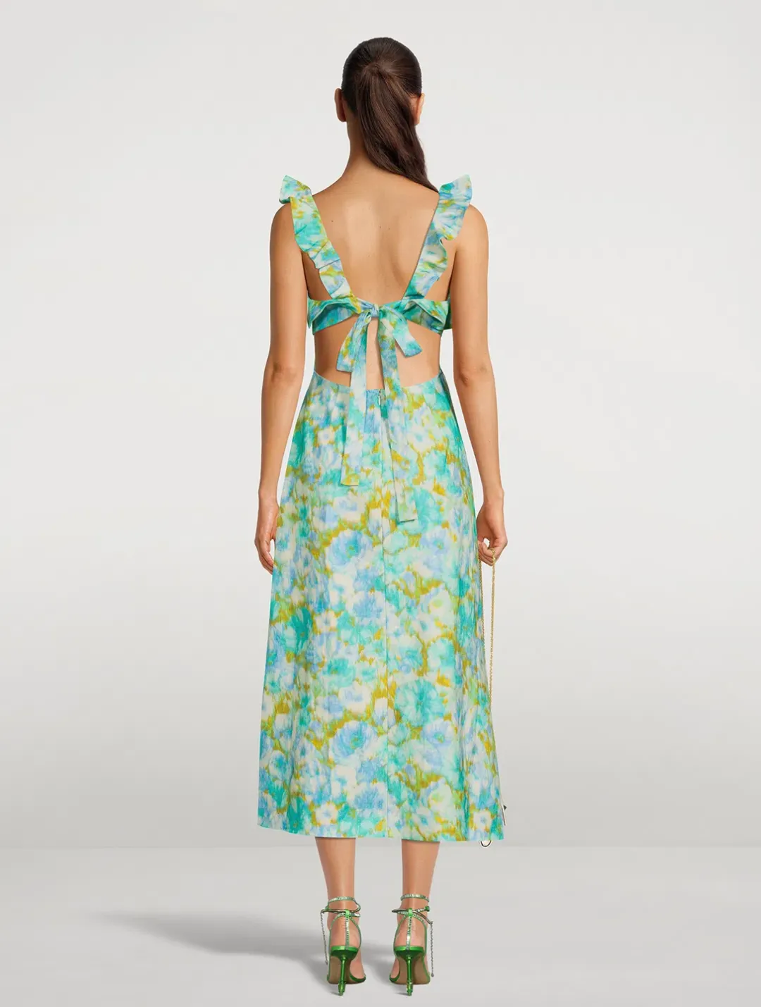 Zimmerman High Tide Frilled Midi Dress Floral Size 0/ Au 8 for rent on The Volte - main image
