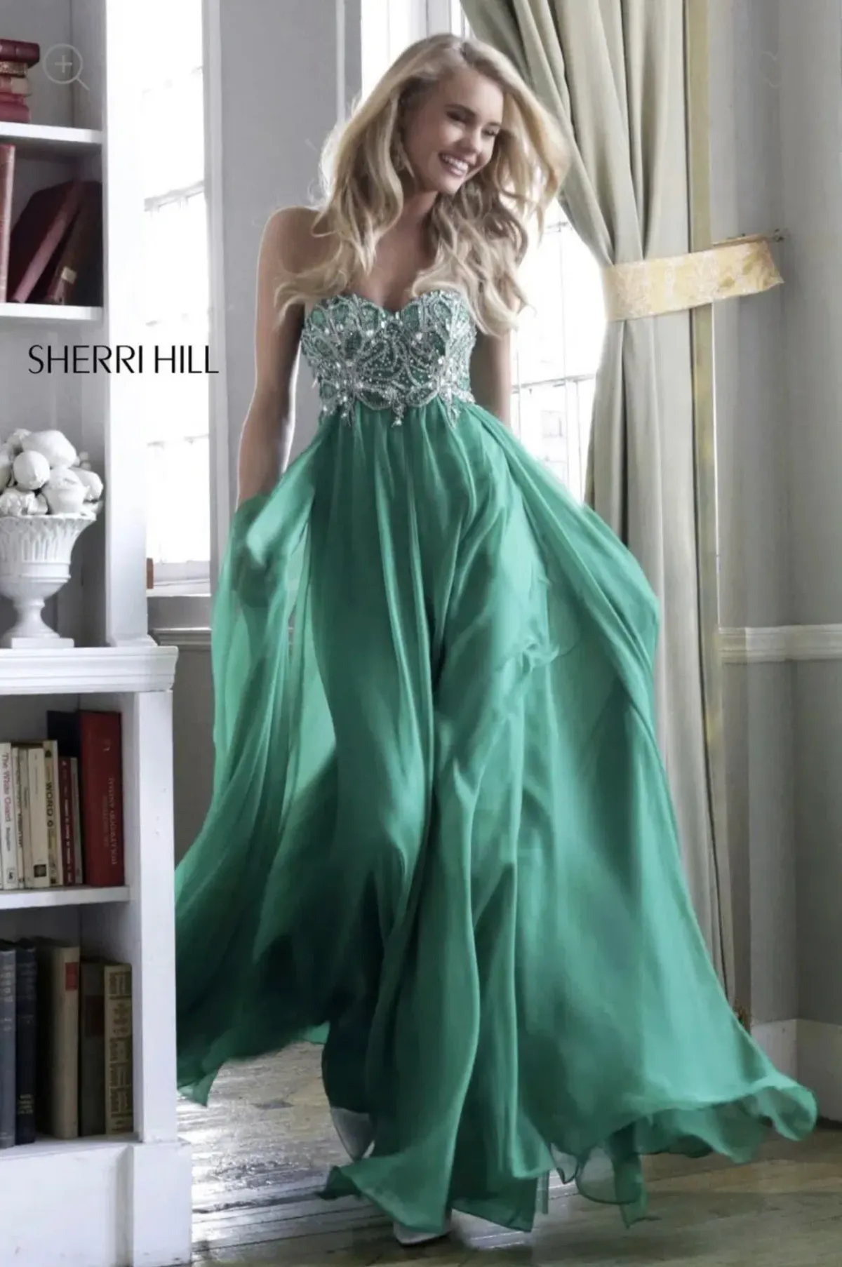 Sherri Hill 3907 Strapless Sweetheart Long Formal Dress Emerald Size 0 / Aus 4 - Image 2
