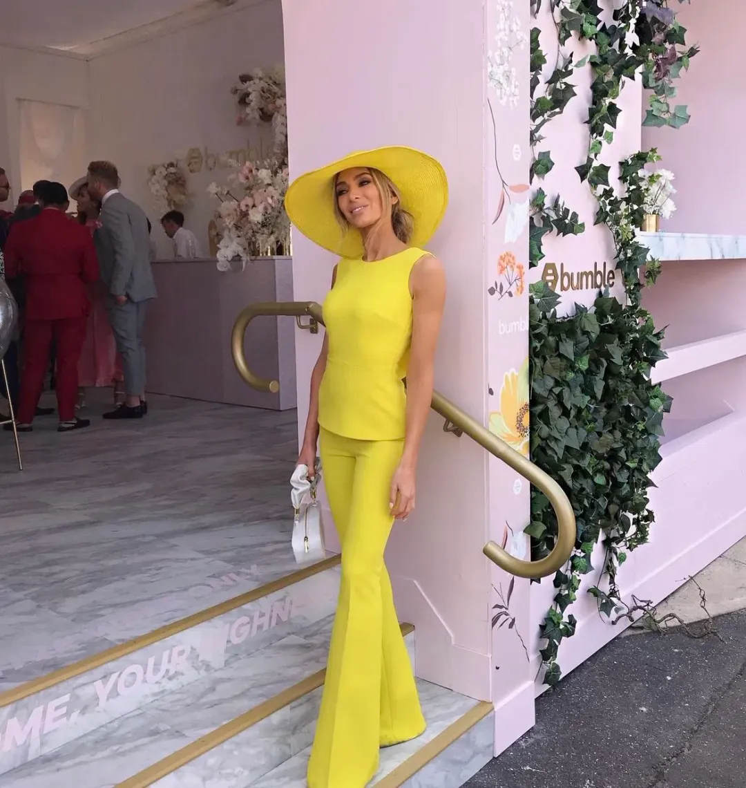 Safiyaa Sleeveless Top and Pant Set Yellow Size 6 for rent on The Volte - main image