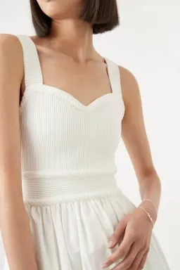 Aje Romarin Knit Bodice Midi Dress White Size 16 for rent on The Volte - image 3