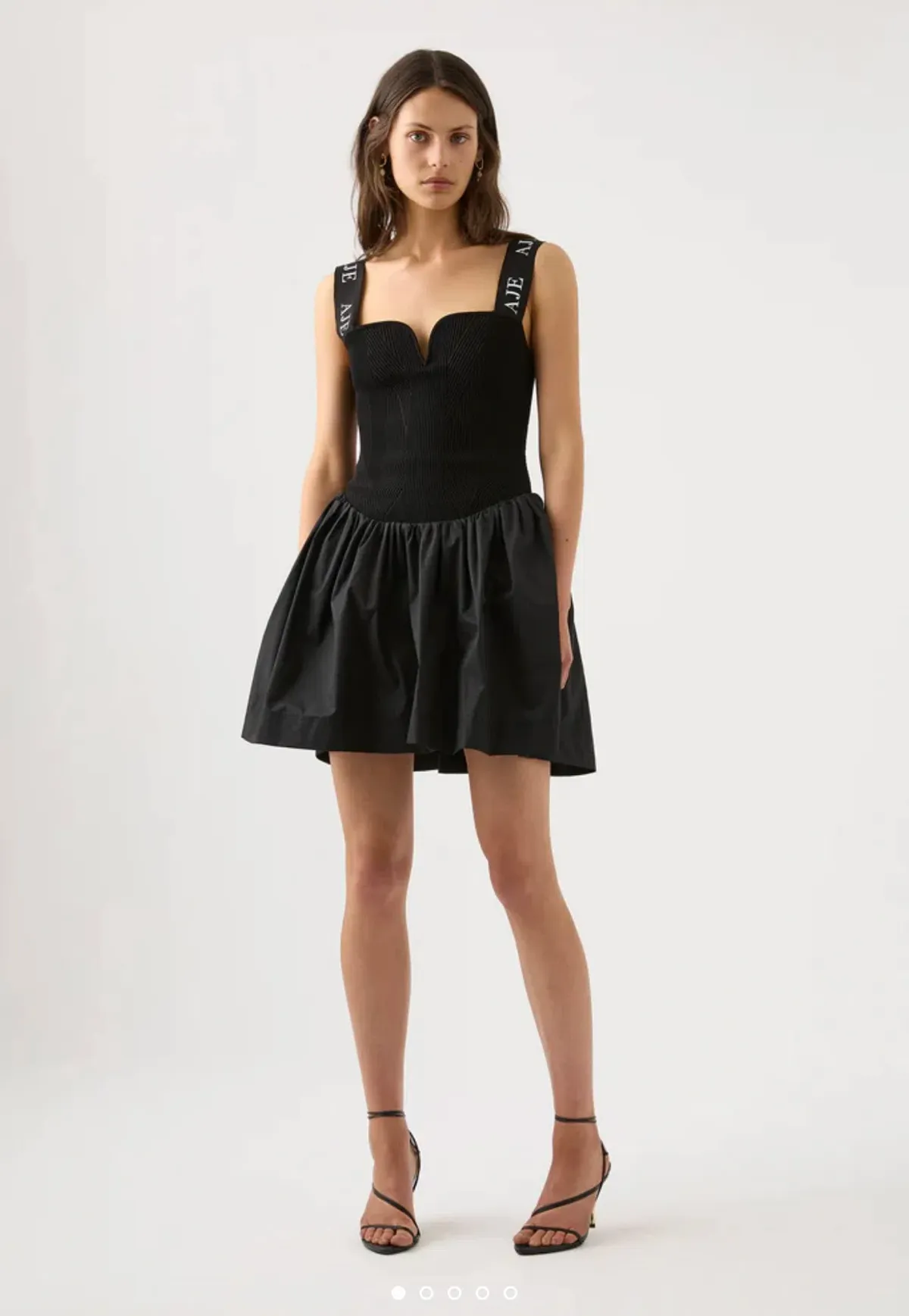 Aje Mira Logo Strap Tulip Mini Dress Black Size XL / Au 14 - Image 1