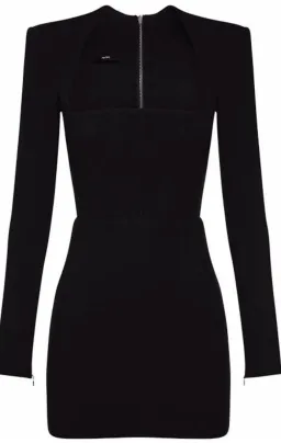 Alex Perry Benison Stretch Crepe Portrait Mini Dress Black Size 10 for rent on The Volte - image 2
