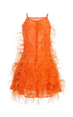 Cult Gaia Shannon Dress Orange Feathers Size XS/S for rent on The Volte - image 2