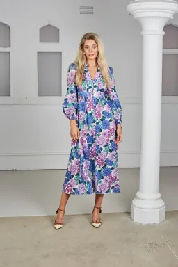 Zimmermann Poppy Plunge Midi Dress Floral Size 2 for rent on The Volte - image 1