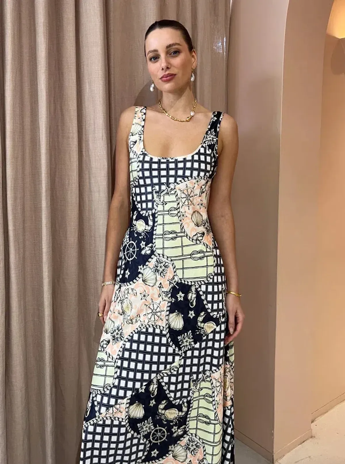 By Nicola Beneath The Stars Slip Dress in Geo Print Size 12 - Image 3