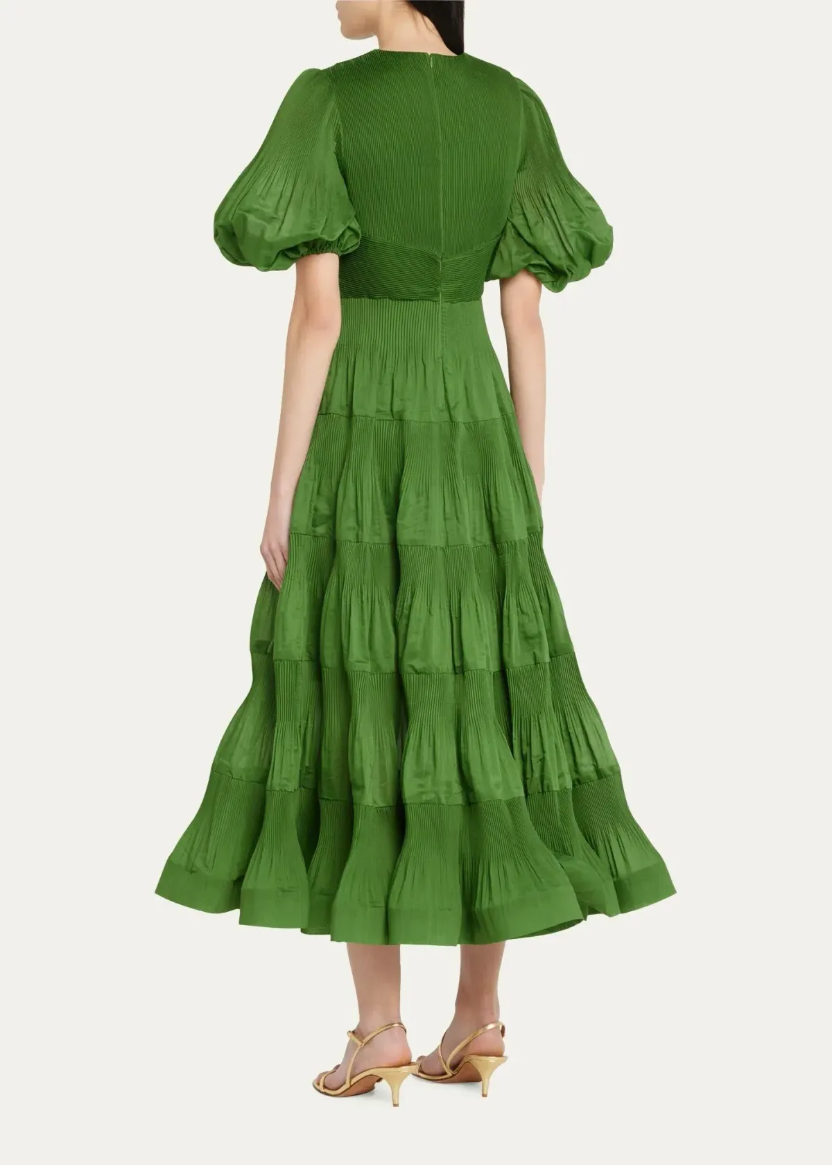 Zimmermann Pleated Midi Dress Green Size 0/AU 8 - Image 2