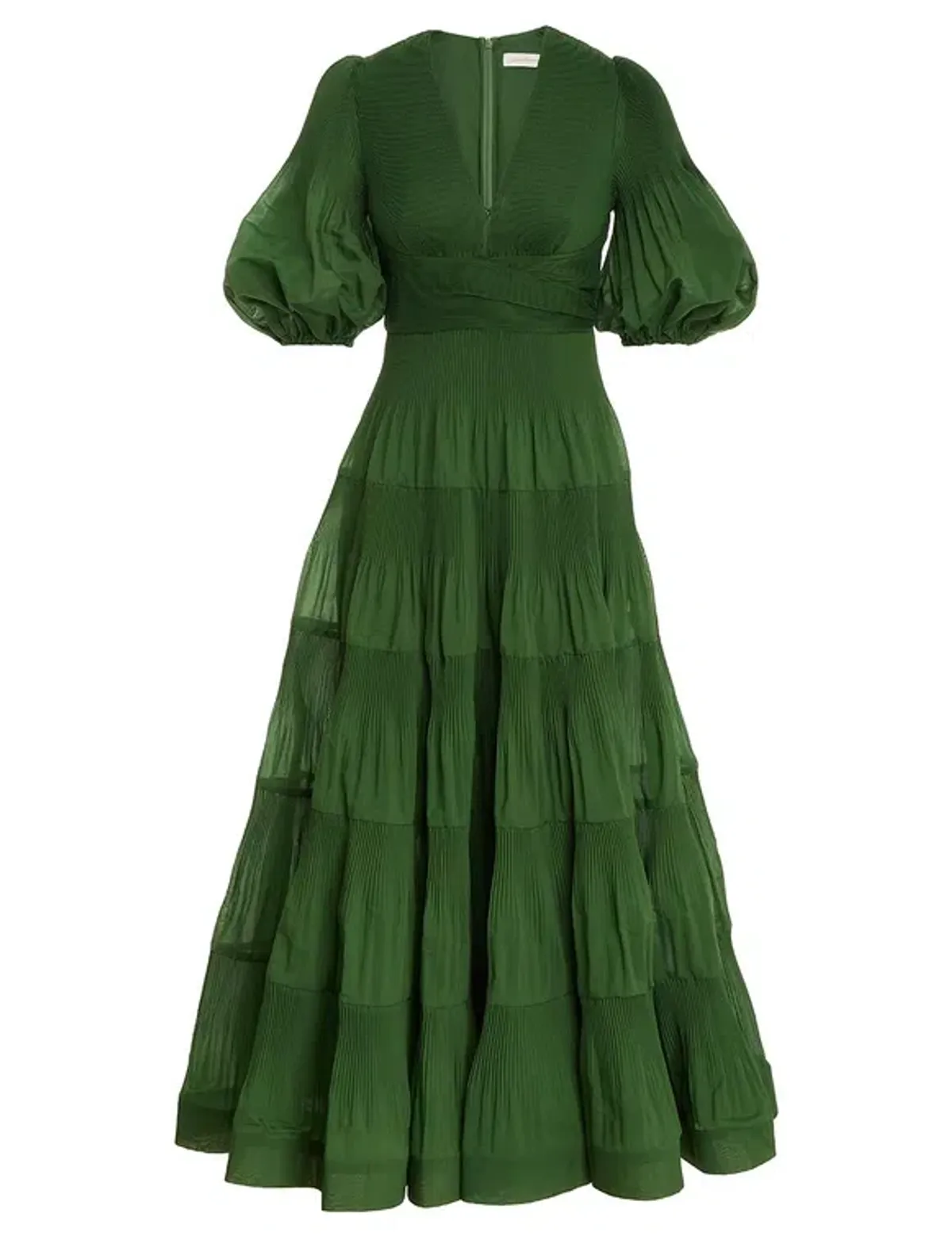 Zimmermann Pleated Midi Dress Green Size 0/AU 8 - Image 3