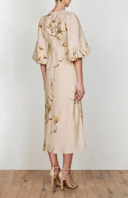 Shona joy Sundance Tie Front Linen Midi Dress Print Size 10 for rent on The Volte - image 3