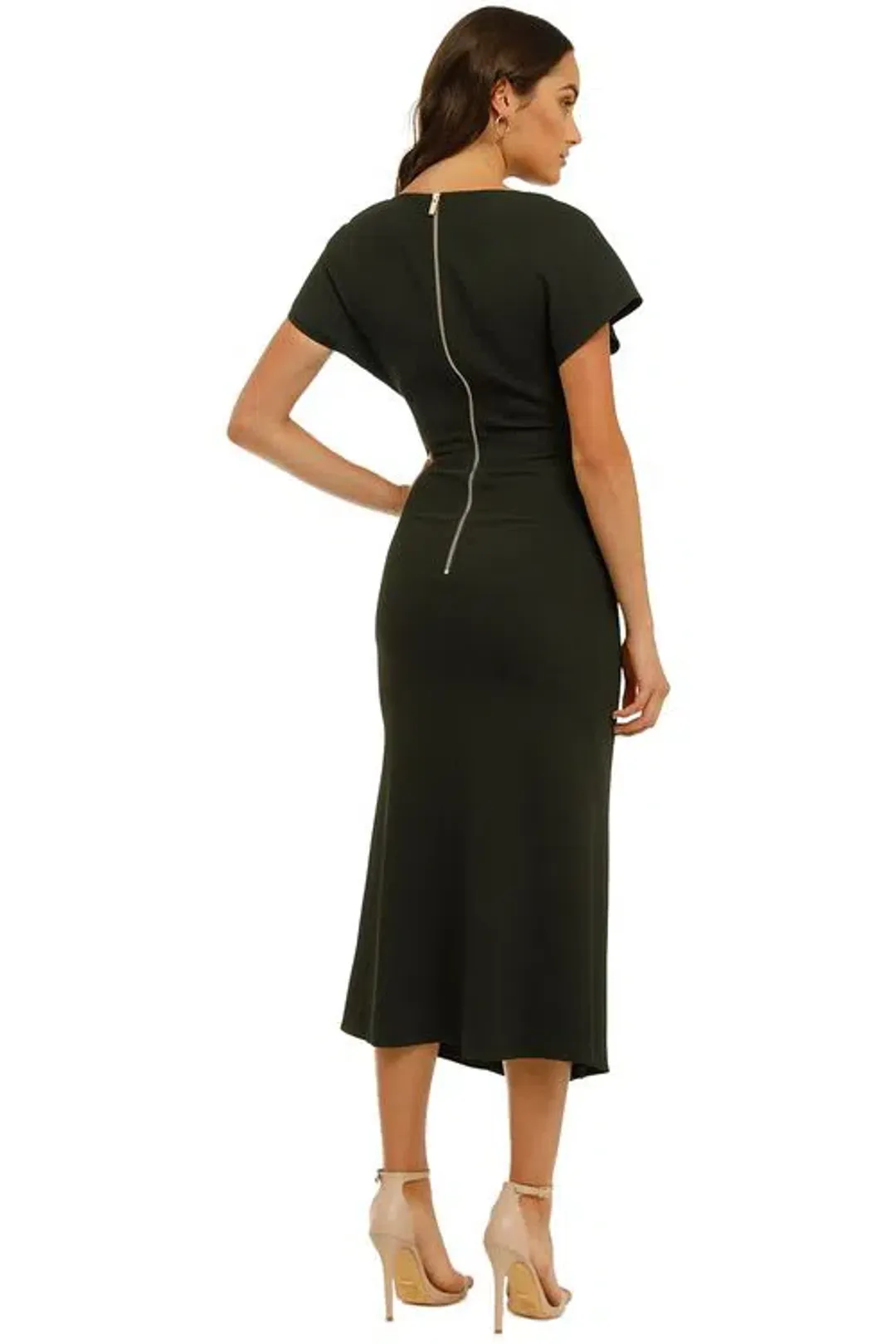 Ginger and Smart Amplitude V Neck Dress Dark Kelp Green Size 8 for rent on The Volte - main image