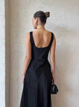By Nicola Beneath The Stars Bias Cut Slip Dress in Black Size 12 for rent on The Volte - image 5